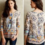 Maeve Anthropologie Boho Printed 100% Silk Sidney Blouse - Sz 8P Photo 1