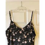 NWT Commense Floral Midi Dress w Ruffle Sweetheart Neckline & Spaghetti Straps S Black Photo 2