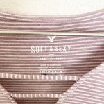 American Eagle  Soft & Sexy Striped Bell Sleeve Top Pink White Cottage Stretch XS Photo 3