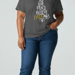 Women's Gray Christmas Graphic T Photo 0