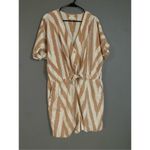 Lou & grey for Loft Brown Sugar Cream Ikat Self Tie Romper Womens Size XL Photo 3
