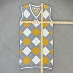 Willow & Wind‎ Argyle Knit Sweater Vest Mini Dress Grey Yellow Small Preppy Gray Photo 10