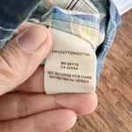 Free People  Women’s Blue Cotton Short Coat Size 2 Striped Belt Plaid Lining EUC Photo 5