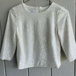 Camilyn Beth Sequin Allover Blouse 3/4 Sleeve in White Bridal Size 4 Photo 0