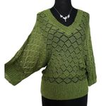 Cache Metallic PEEK-A-Boo crochet KNIT V Neck Top Banded Bottom Stretch NWT $118 Photo 3