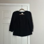 Kate Spade  Jolette Black Silk Blouse Gold Button Women Size 6 Tunic Preppy Photo 1