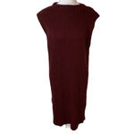 J.O.A. Sweater Dress Maroon Mini Asymmetrical Hem w Slits Wool Blend Womens Medium Photo 4
