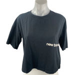 New Balance  Women's Black Logo Spellout Short Sleeve Boxy Athletic T Shirt Top M Photo 0