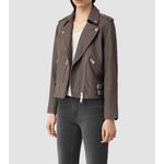 All Saints Brown Watson Sheep Leather Moto Biker Jacket Outerwear Buckle Coat 2 Photo 1