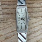 Hamilton Ladies Watch RARE 10KT Gold Plated Bezel Gold Plated Stripe Bracelet Photo 0