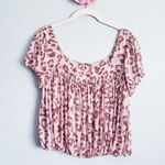 Free People Baby Pink Leopard Print Mesh Top Photo 0