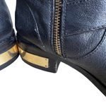 Vince Camuto  Winchell Black Gold Buckle Belted Hardware Biker Moto Boot Size 8 Photo 8