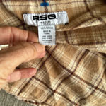 RSQ  Tan and Brown Plaid Flannel Long Sleeve size medium Photo 3