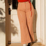 Big Bud Press Western Bell Bottom Pants Women’s Large Striped Retro Cotton Orange Photo 0