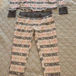 Victoria's Secret Vintage  PJ’s Thermal Waffle Snowflake Bear Gray/pink - MD Photo 0