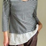 Cut Loose Women's Linen Top/T Shirt Braton Strip Nautical Size M Lagen Look White Size M Photo 0