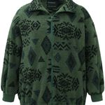 Bloomchic Green Black Sz 10 Aztec‎ Print Sherpa Fleece Jacket Full Zip Cozy Fall Photo 11