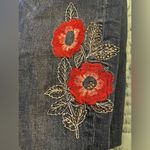 ZARA  Basic Floral Embroidered Denim Raw Hem Jeans Size 2 Photo 1