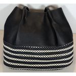 st. john's bay  Black Faux Leather Tote Bag With White Detailing Photo 1