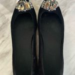 Talbots  Black Velvet & Grey Rhinestone Ballet Flat Photo 1