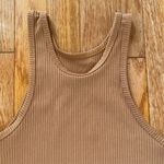 brown ribbed high neck cropped tank top Size XS Photo 1