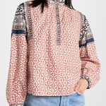 Xirena Izzie Geometric Print Cotton Top in Desert Day XS Red Photo 0