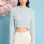 Sister Jane buttoned shirring top in dusty blue Size Medium Photo 0