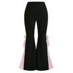 SheIn Women's Lace Bow Accent Wide Leg Leggings in Black, Size 3XL Photo 1