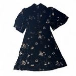 Free People  Be My Baby Velvet Floral Print High Neck Mini Dress Black Size 0 Photo 4