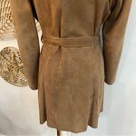 Vintage 70s Brown Suede Leather Coat Fur Collar Belted Boho Hippie Western M Size M Photo 9