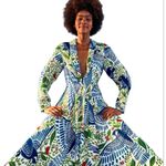 Farm Rio  Macaw Flight Maxi Plunging V-neck Long Sleeve
Dress XL Photo 0