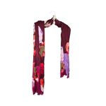 Floral Print Wrap Scarf Shawl Burgundy Purple Long Lightweight 21x72” Photo 3