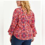 Torrid Plus Boho Slub Tie Front Bell Sleeve Blouse Red Pink Size 5X 28 Photo 1