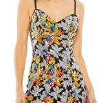 Mac Duggal Sequined Floral Detail Mini Dress 26867 Black Multi Women’s Sz 6 Photo 2