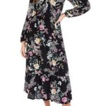 Hurley  Juniors' Midnight Garden Midi Long Sleeve Dress Size XS NWT Photo 0