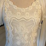 The Comfy Crochet Lace Off White Top Knit Tie Back Womens Small Photo 4