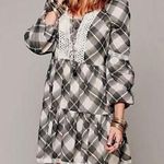 Free People black plaid ruffle hem crotchet dress Photo 0