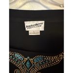 Bob And Betty's Craft Women's Rhinestone And Turquoise Embellished Black Knit Blue Size L Photo 1