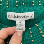 Vintage 90s teal gold art deco beaded cowl neck tunic sweater MEDIUM Green Photo 3