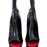 PLEASER Delight Black Red Peep Toe Corset Style Platform Ankle Boot Stiletto Size 7 Photo 0