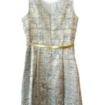 Dress Barn Silver Metallic Belted Sleeveless Holiday Dress Photo 1