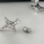 CZ Star Stud Earrings for Men Women Streetwear Punk Hip Hop Unisex Style Silver Photo 3