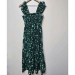 Hill House  Home The Ellie Nap Midi Dress‎ Green Botanical Smocked Ruffle Sz XS Photo 2