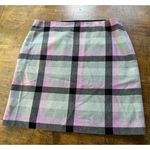 Talbots  Pink Gray Black Dreamy Plaid Wool-Blend A-Line Skirt Sz 14 Side Zip Photo 4