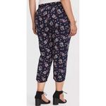 Torrid  Sz 0 Plus Floral Crop Pants‎ Blue Capri Boho Whimsy Sport Romantic Artsy Photo 1