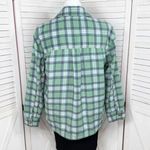 American Eagle Oversized Plaid Fleece Flannel Button Up Shacket Green Large Photo 3
