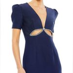 Mac Duggal  2630 Plunge Neck Puff Sleeve Cut Out Gown Navy 8 UB Photo 2