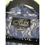 Alex Evenings Navy Blue Lace Sequin Open Front Bolero Jacket Women's Size 14 Photo 3