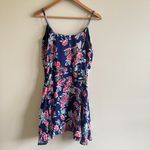 Parker Floral Printed Faux Wrap Casual Mini Dress Navy Red Womens Size M… Photo 6