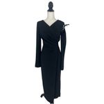 Nanushka Black Weslyn Asymmetric Wrap Maxi Dress w/ Cutout in Boucle Photo 2